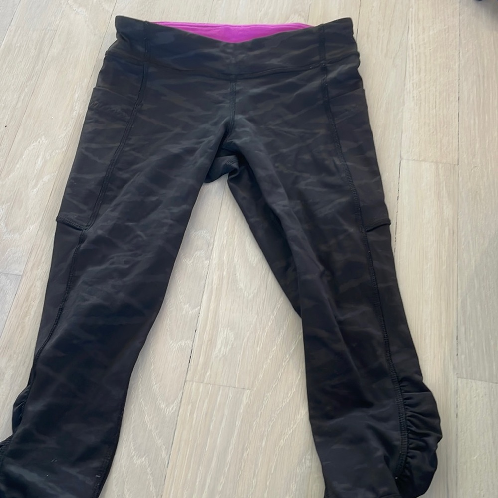 Ivivva Black Leggings with Pink Waistband